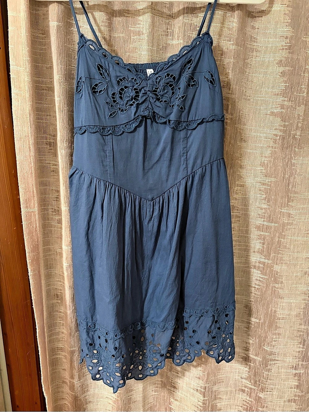 American Eagle Embroidered Mini Dress in Blue Small Like New